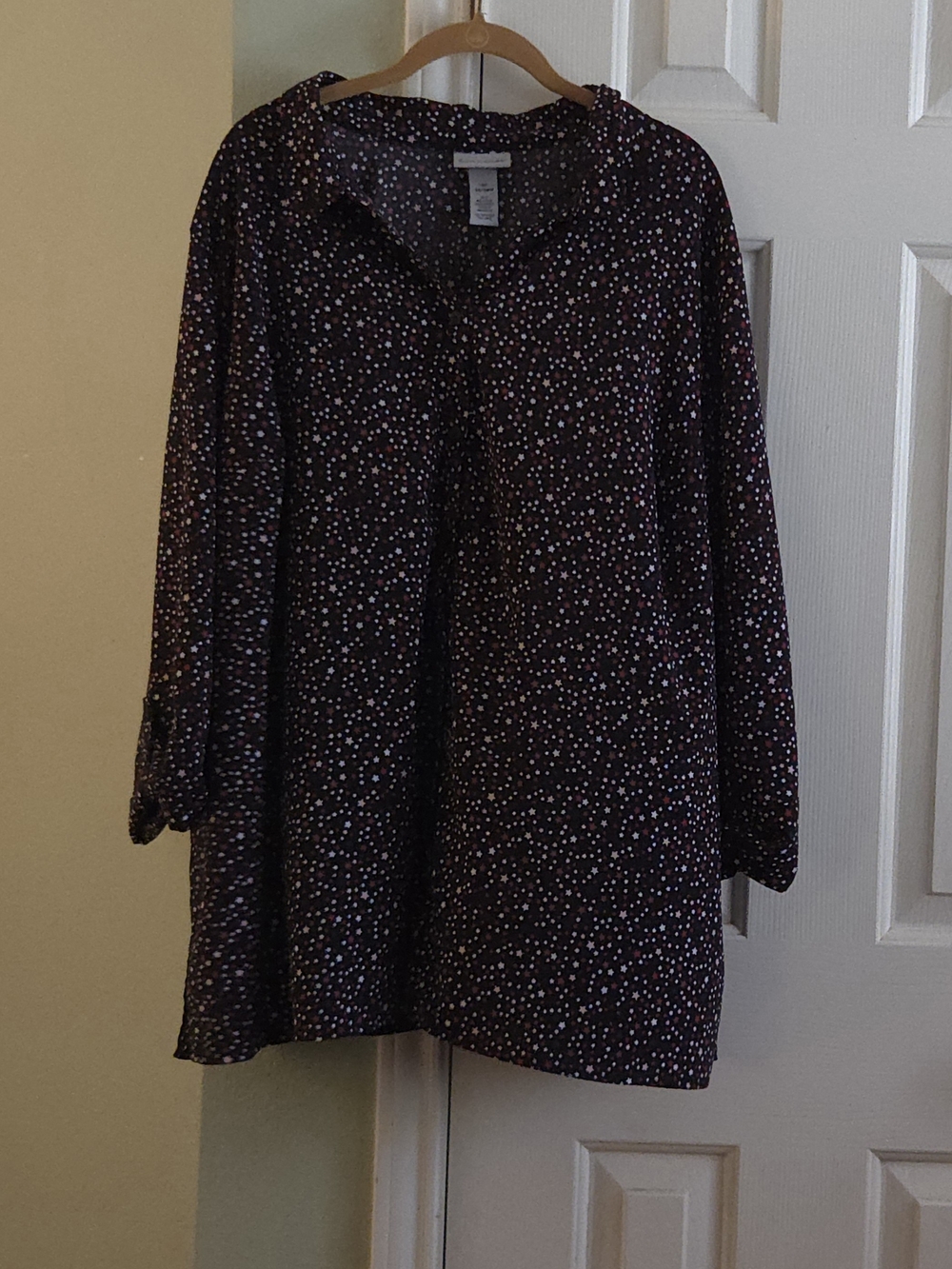 Catherines Star Print Button-Down Tunic Top